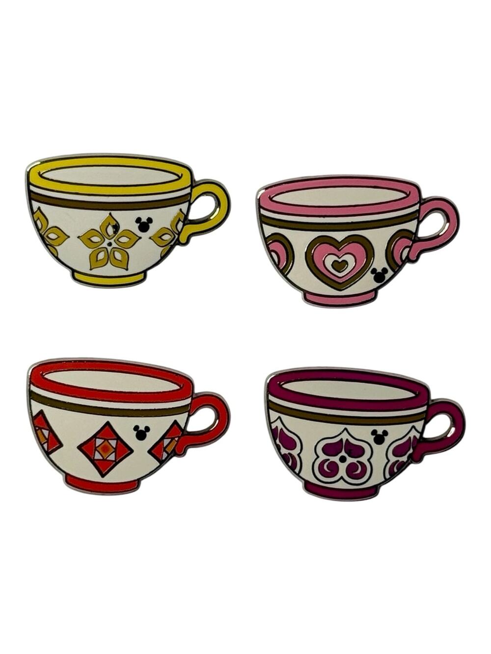Disney Set of 4 Disneyland Hidden Mickey Tea Cups Pins Collectible 2015